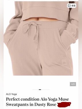 Alo Yoga Dusty Rose Ribbed Sweatpants